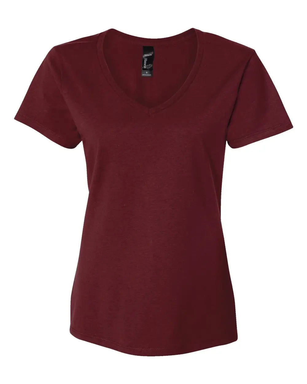 Hanes S04v Perfect-t Women’s V-neck T-shirt - Maroon - s