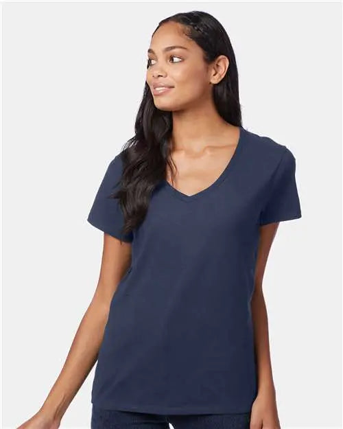 Hanes S04v Perfect-t Women’s V-neck T-shirt - Navy