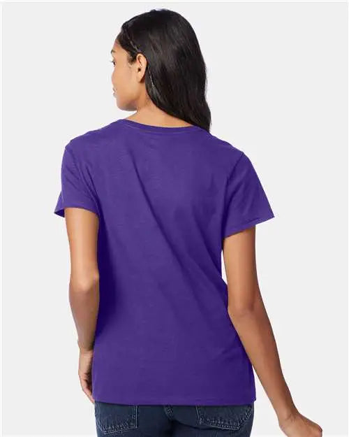 Hanes S04v Perfect-t Women’s V-neck T-shirt - Purple
