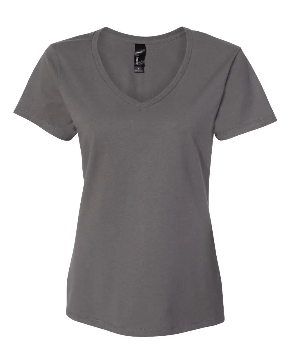 Hanes S04v Perfect-t Women’s V-neck T-shirt - Smoke Grey - Gray / s