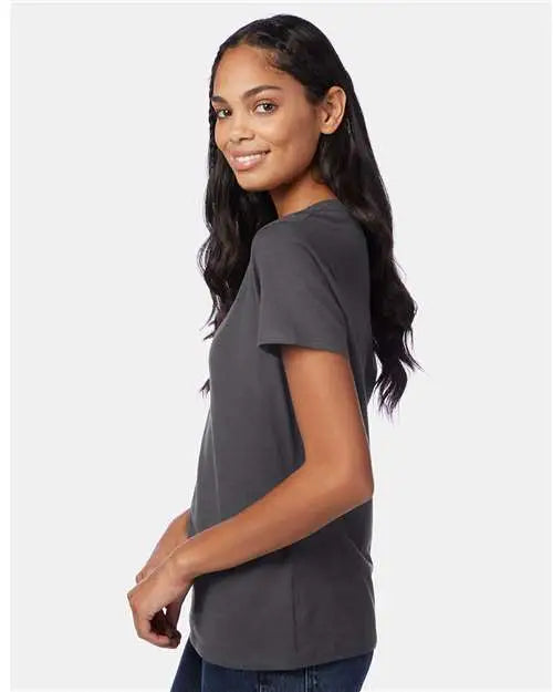 Hanes S04v Perfect-t Women’s V-neck T-shirt - Smoke Grey