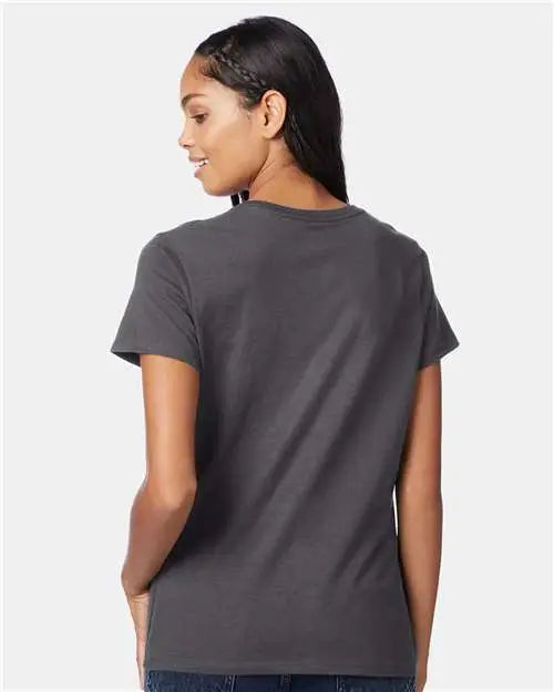 Hanes S04v Perfect-t Women’s V-neck T-shirt - Smoke Grey