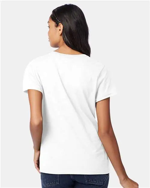 Hanes S04v Perfect-t Women’s V-neck T-shirt - White