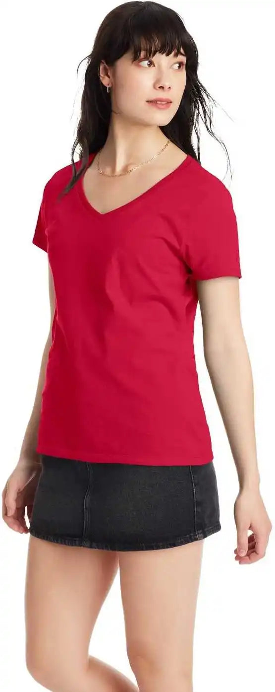 Hanes S04v Perfect t Womens v Neck Shirt Deep Red