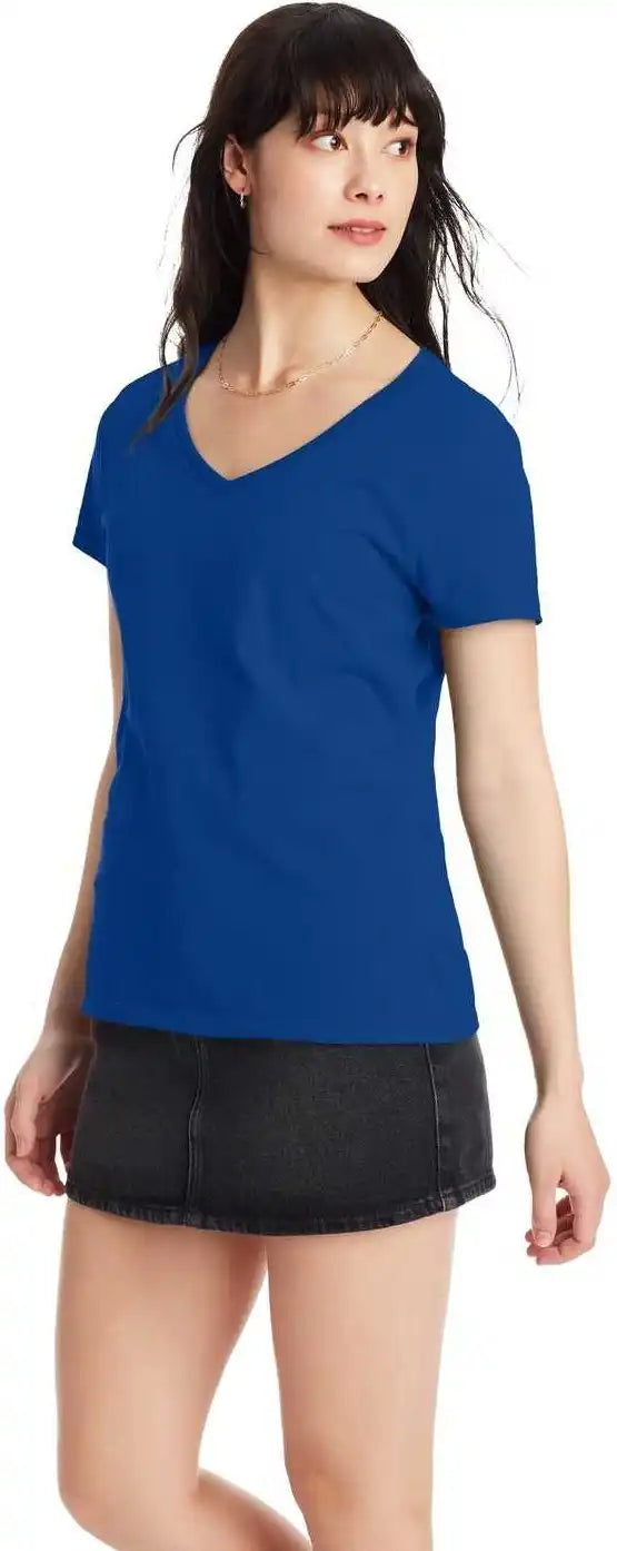 Hanes S04v Perfect t Womens v Neck Shirt Deep Royal