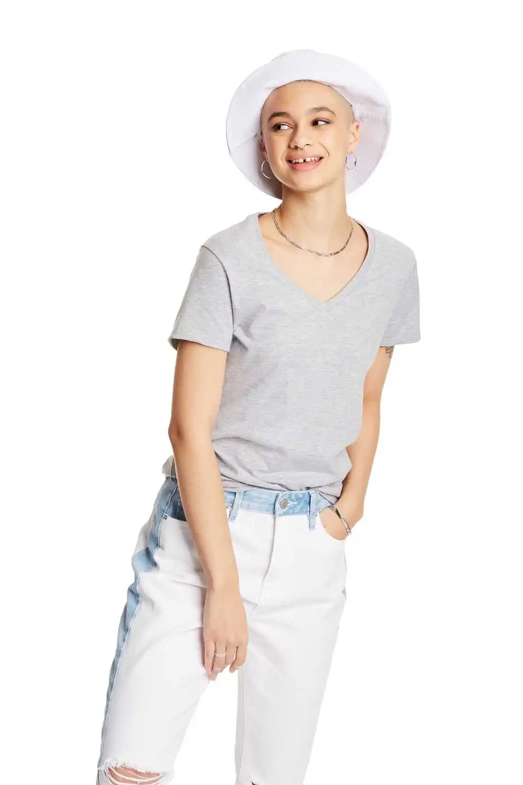 Hanes S04v Perfect t Womens v Neck Shirt Light Steel