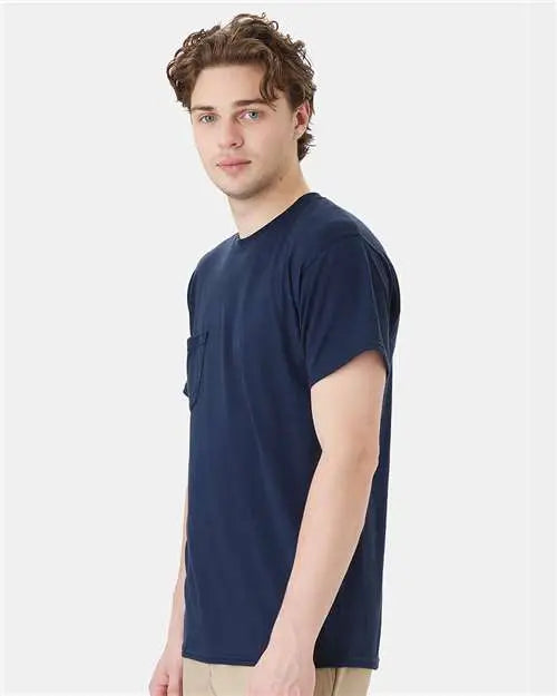 Hanes W110 Workwear Pocket T-shirt - Navy