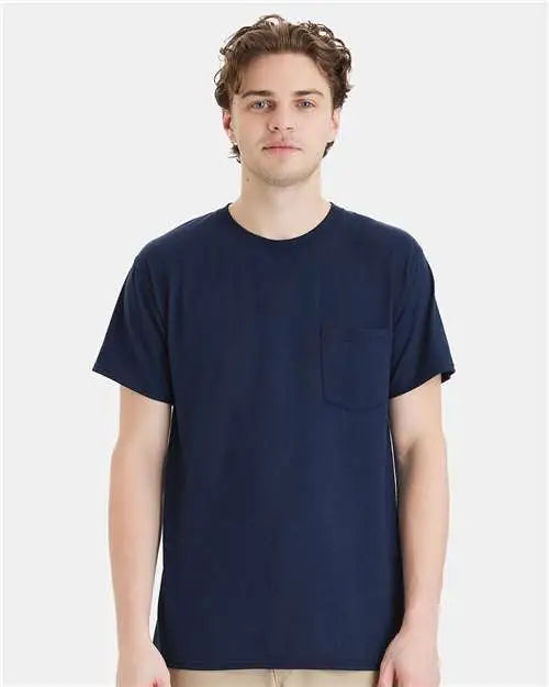 Hanes W110 Workwear Pocket T-shirt - Navy