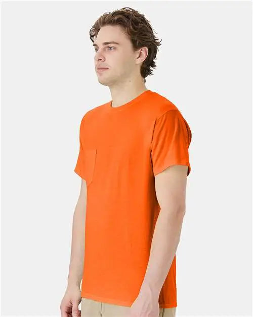 Hanes W110 Workwear Pocket T-shirt - Safety Orange