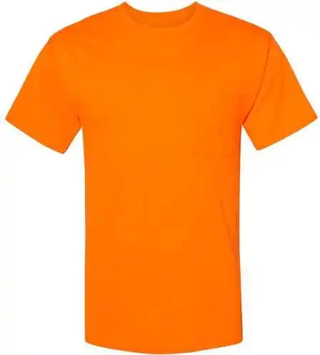 Hanes W110 Workwear Short Sleeve Pocket t Shirt Safety Orange