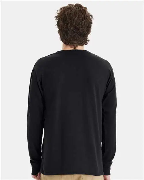 Hanes W120 Workwear Long Sleeve Pocket T-shirt - Black
