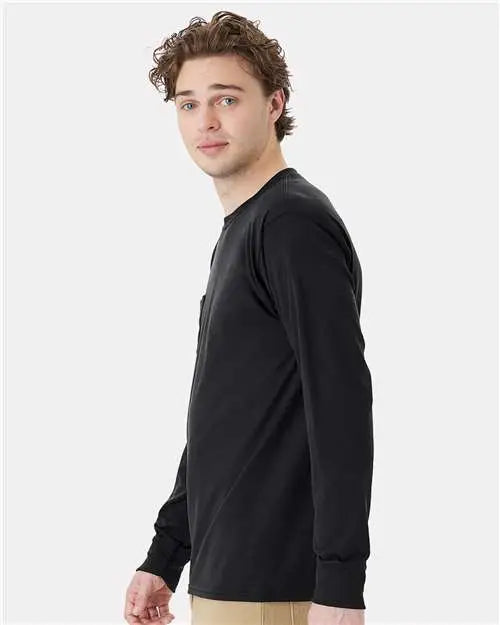 Hanes W120 Workwear Long Sleeve Pocket T-shirt - Black