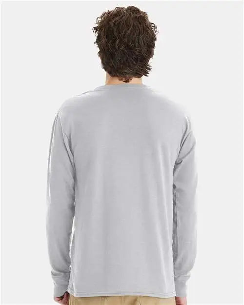Hanes W120 Workwear Long Sleeve Pocket T-shirt - Light Steel