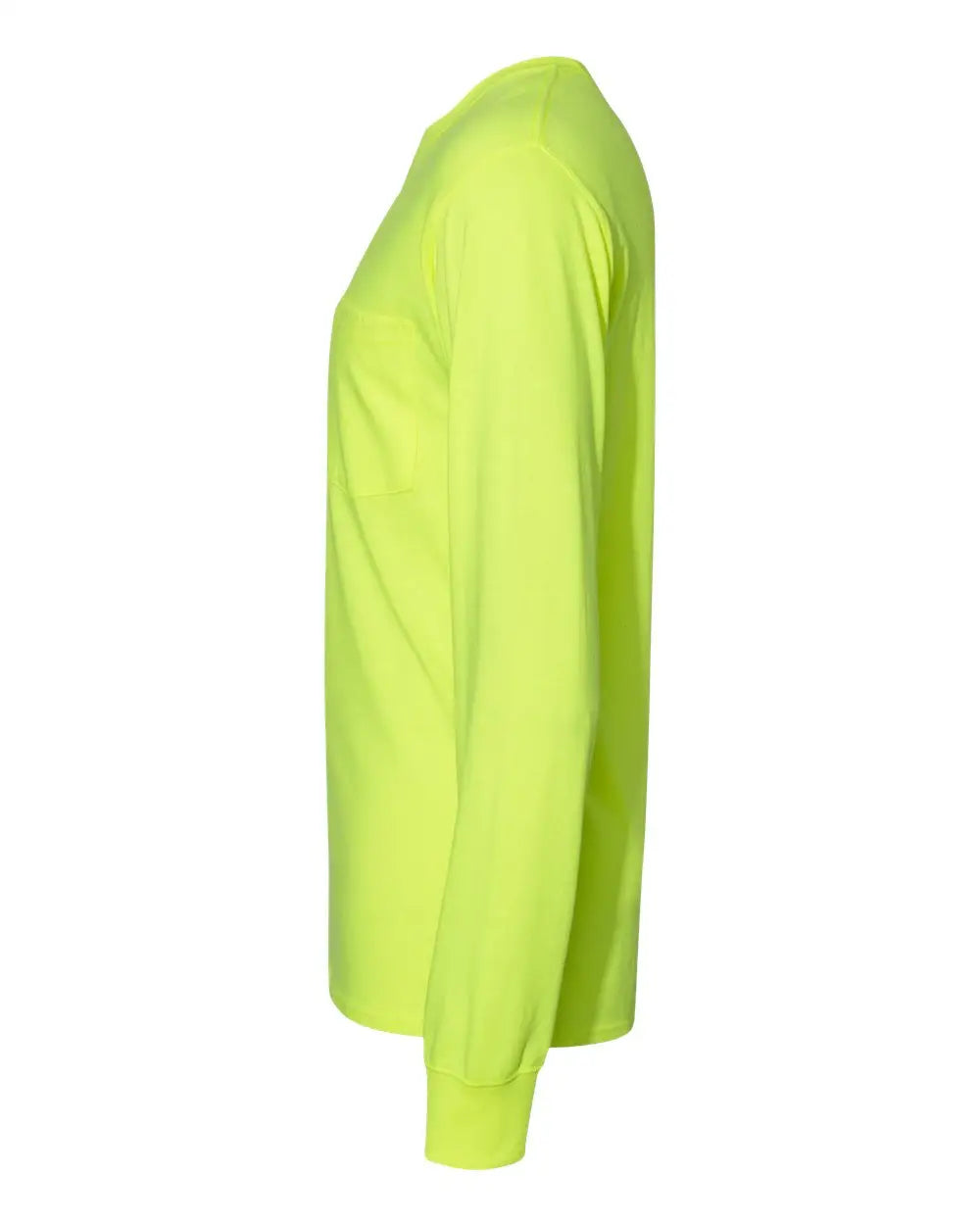 Hanes W120 Workwear Long Sleeve Pocket T-shirt - Safety Green