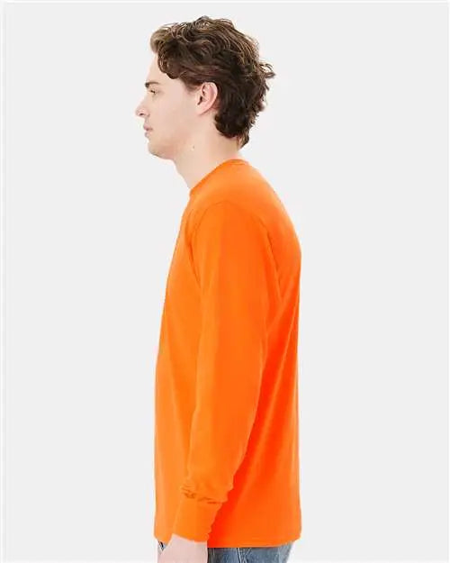 Hanes W120 Workwear Long Sleeve Pocket T-shirt - Safety Orange