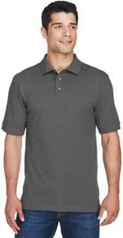 Harriton M200 Men’s 6 Oz Ringspun Cotton Pique Short Sleeve Polo Charcoal