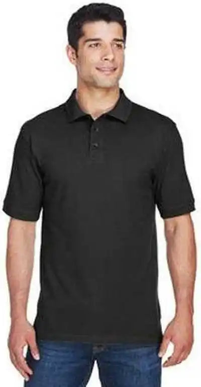 Harriton M200 Men’s 6 Oz Ringspun Cotton Pique Short-sleeve Polo - Black