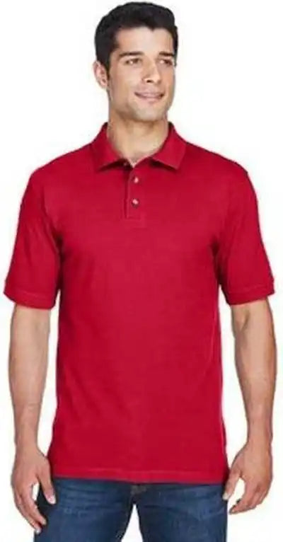Harriton M200 Men’s 6 Oz Ringspun Cotton Pique Short Sleeve Polo Red