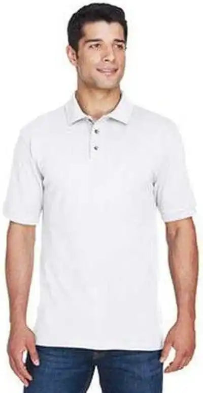 Harriton M200 Men’s 6 Oz Ringspun Cotton Pique Short-sleeve Polo - White