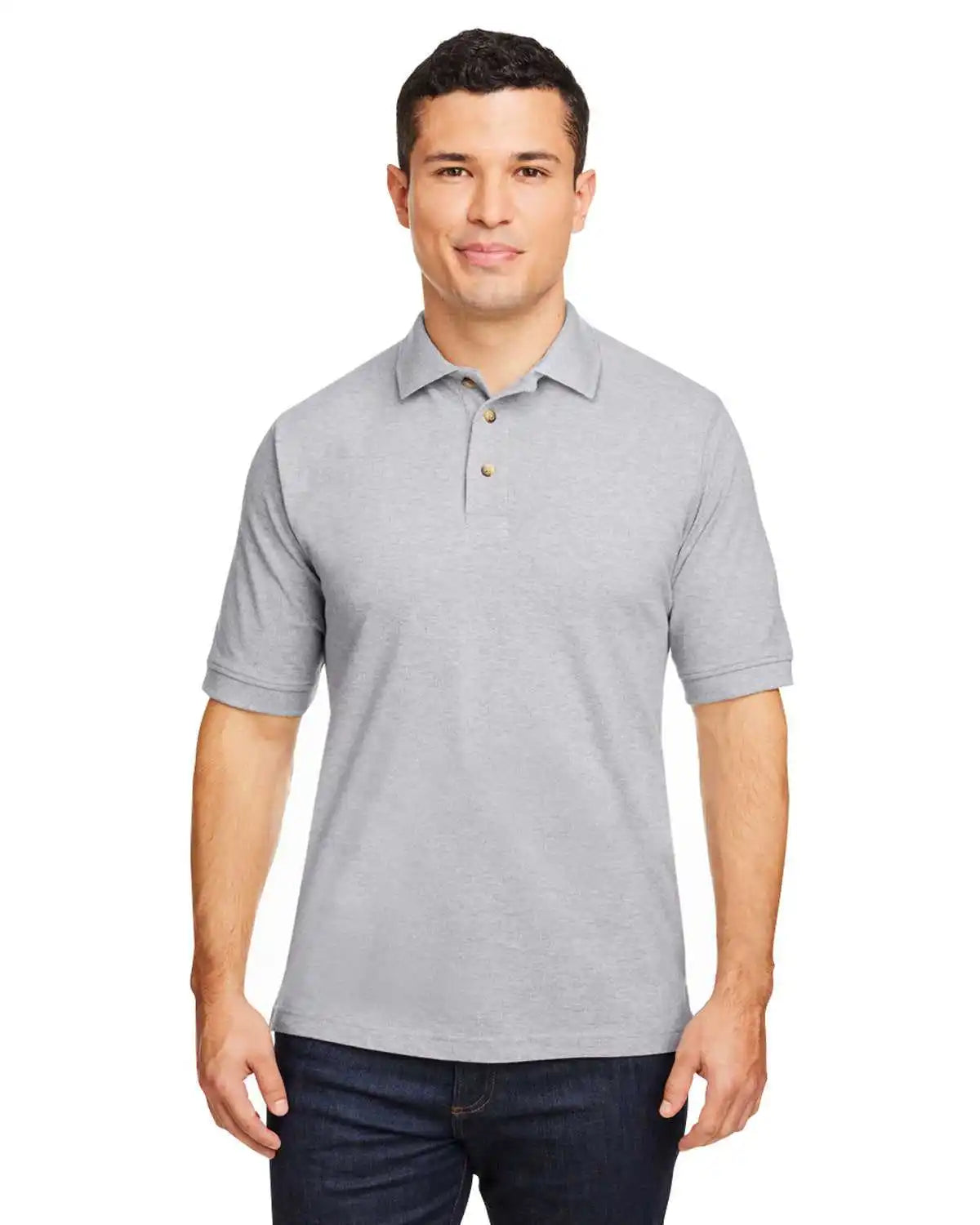 Harriton M200 Men’s 6 Oz Ringspun Cotton Pique Short-sleeve Polo - Gray Heather