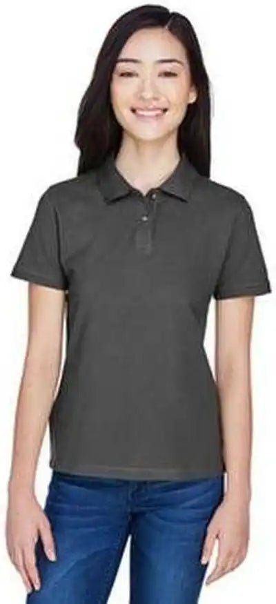 Harriton M200w Ladies’ 6 Oz Ringspun Cotton Pique Short-sleeve Polo - Charcoal