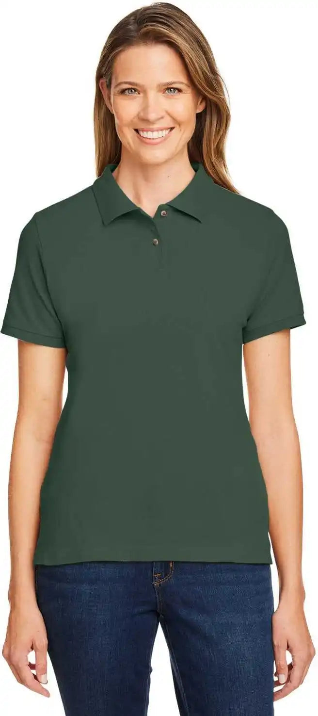 Harriton M200w Ladies’ 6 Oz Ringspun Cotton Pique Short-sleeve Polo - Dark Green - Ladies s