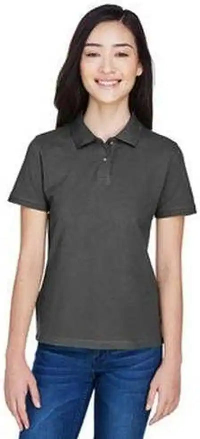 Harriton M200w Ladies’ 6 Oz Ringspun Cotton Pique Short-sleeve Polo - Charcoal