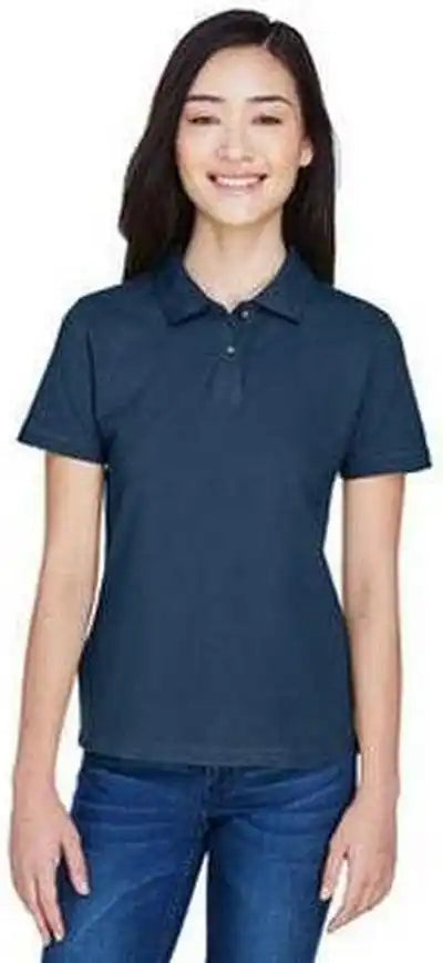 Harriton M200w Ladies’ 6 Oz Ringspun Cotton Pique Short Sleeve Polo Navy