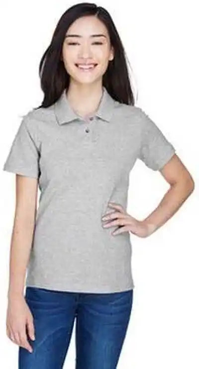 Harriton M200w Ladies’ 6 Oz Ringspun Cotton Pique Short-sleeve Polo - Gray Heather
