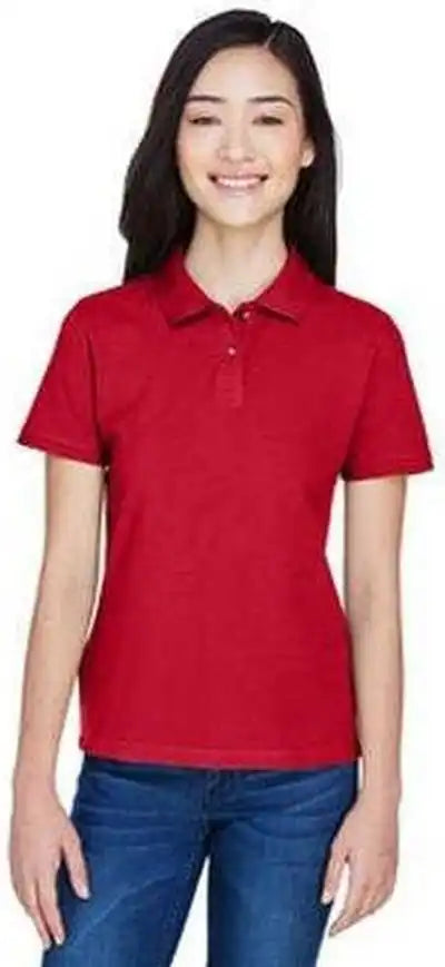 Harriton M200w Ladies’ 6 Oz Ringspun Cotton Pique Short-sleeve Polo - Red