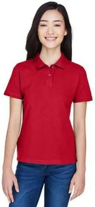 Harriton M200w Ladies’ 6 Oz Ringspun Cotton Pique Short-sleeve Polo - Red