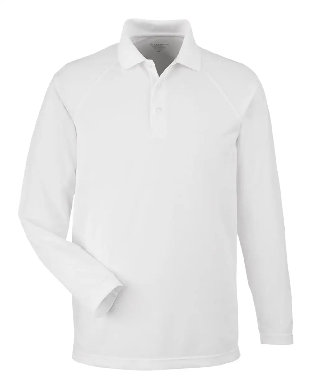 Harriton M208l Men’s Charge Snag and Soil Protect Long Sleeve Polo - White - Adult s