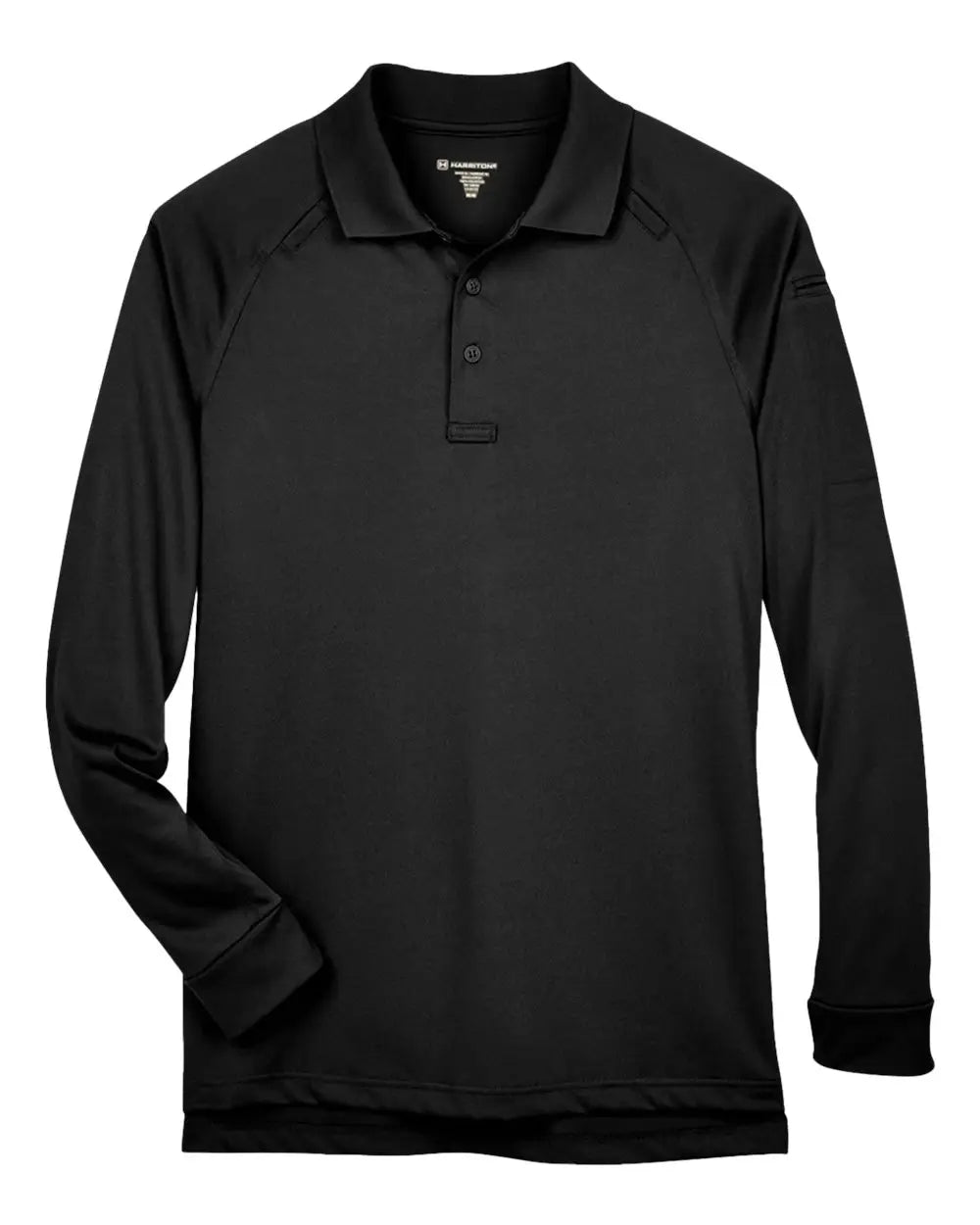 Harriton M211l Men’s Advantage Long Sleeve Tactical Polo - Black - Adult Xs
