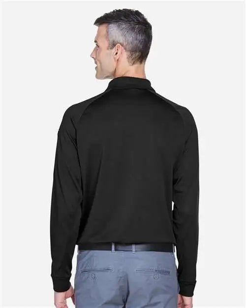 Harriton M211l Men’s Advantage Long Sleeve Tactical Polo - Black