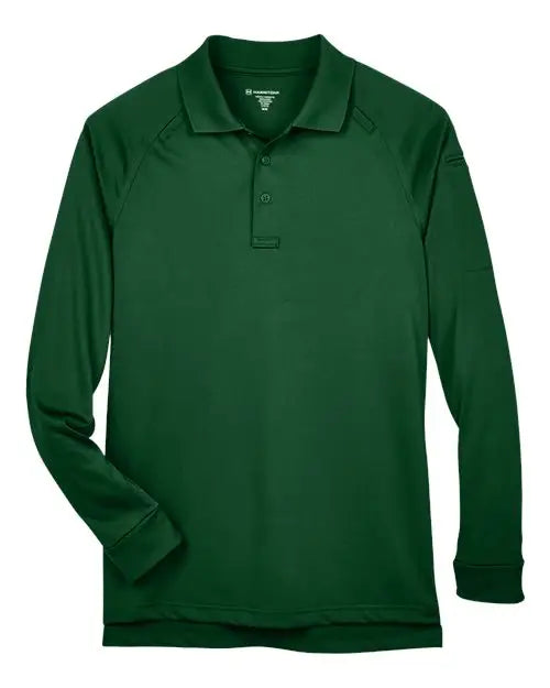 Harriton M211l Men’s Advantage Long Sleeve Tactical Polo - Dark Green