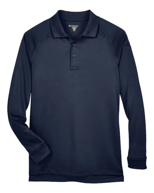 Harriton M211l Men’s Advantage Long Sleeve Tactical Polo - Dark Navy
