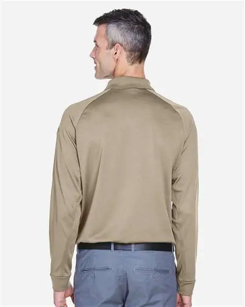 Harriton M211l Men’s Advantage Long Sleeve Tactical Polo - Desert Khaki