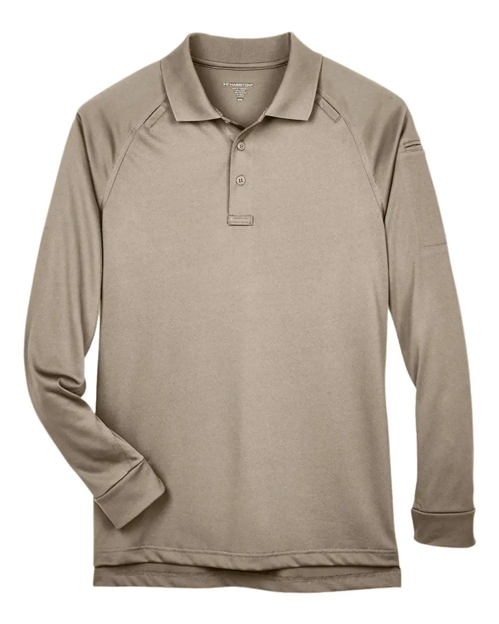 Harriton M211l Men’s Advantage Long Sleeve Tactical Polo - Desert Khaki - Adult Xs