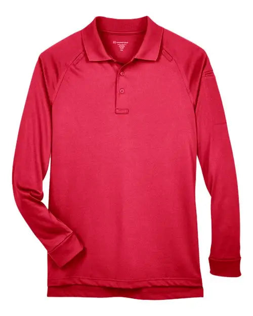 Harriton M211l Men’s Advantage Long Sleeve Tactical Polo - Red