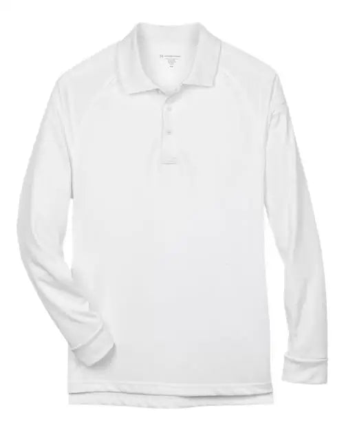 Harriton M211l Men’s Advantage Long Sleeve Tactical Polo - White