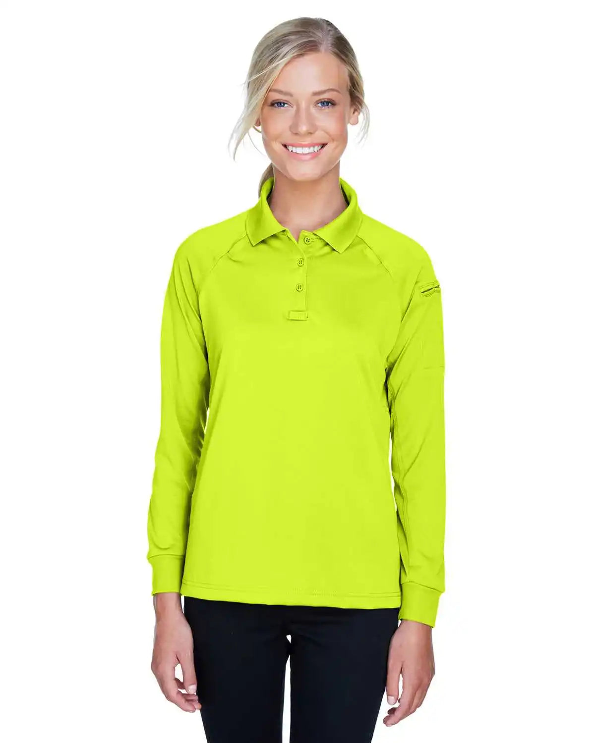 Harriton M211lw Ladies’ Advantage Snag Protection Plus Long-sleeve Tactical Polo - Safety Yellow