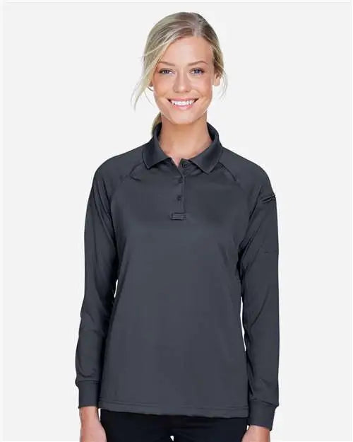 Harriton M211lw Women’s Advantage Long Sleeve Tactical Polo - Dark Charcoal