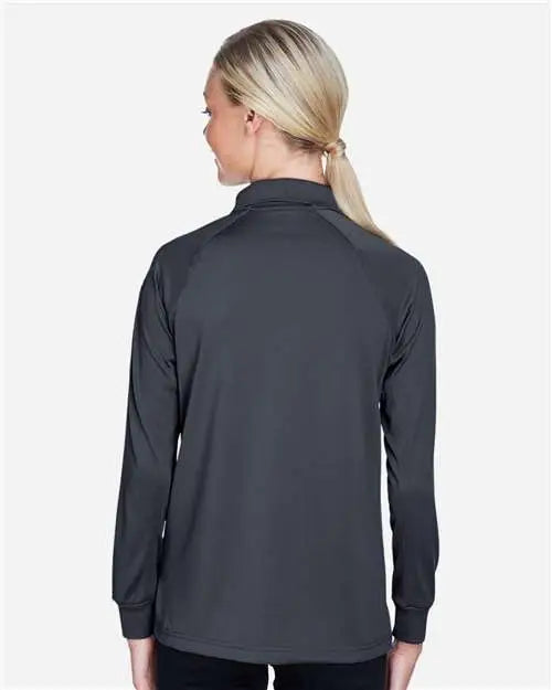 Harriton M211lw Women’s Advantage Long Sleeve Tactical Polo - Dark Charcoal