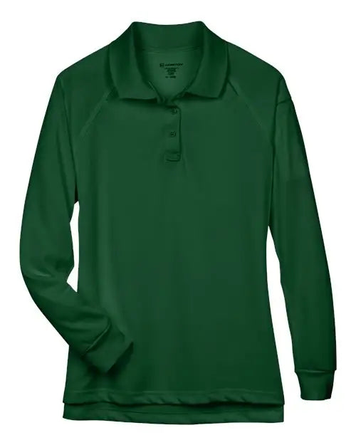Harriton M211lw Women’s Advantage Long Sleeve Tactical Polo - Dark Green