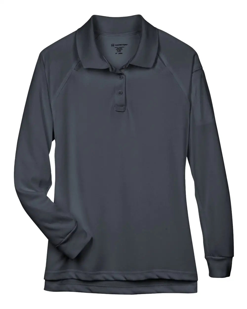 Harriton M211lw Women’s Advantage Long Sleeve Tactical Polo - Dark Charcoal - Ladies Xs