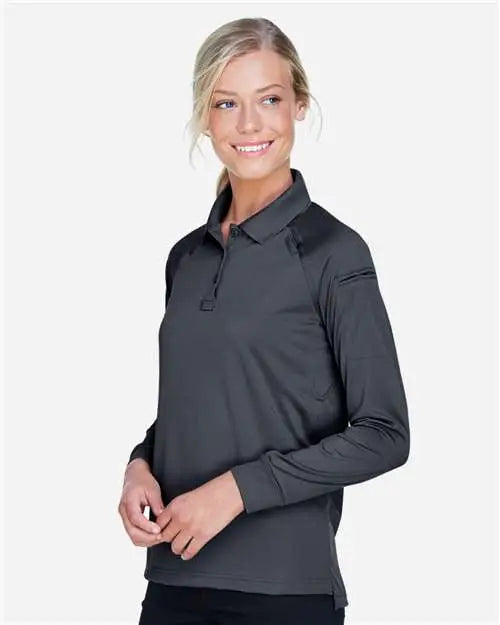 Harriton M211lw Women’s Advantage Long Sleeve Tactical Polo - Dark Charcoal