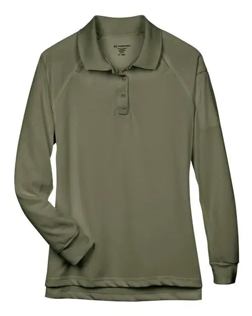 Harriton M211lw Women’s Advantage Long Sleeve Tactical Polo - Green