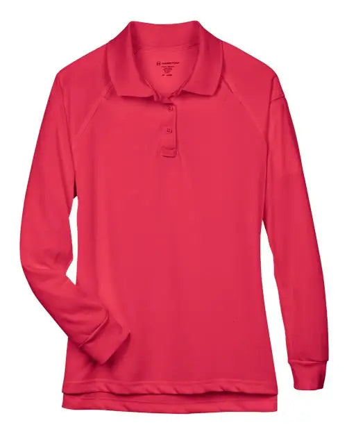 Harriton M211lw Women’s Advantage Long Sleeve Tactical Polo - Red