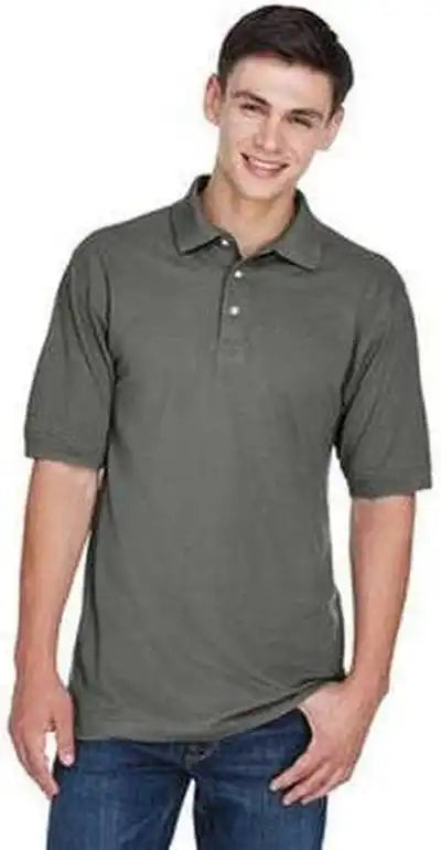 Harriton M265 Men’s 56 Oz Easy Blend Polo Charcoal