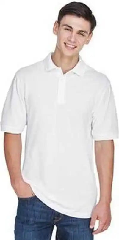 Harriton M265 Men’s 56 Oz Easy Blend Polo - White